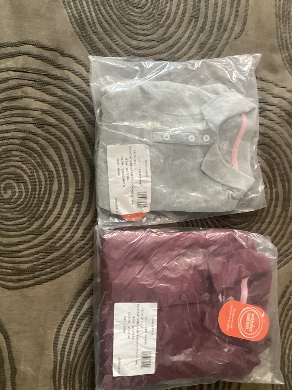 wonder nation Gray and Burgundy Long Sleeve Henley Shirts - 2 Pack
